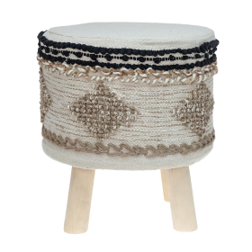 Parkland Collection Guroom Transitional Cotton Wooden Stool