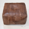 Solid Handmade Buffalo Leather Square Pouf (Recycled Foam with Fibre Fill)