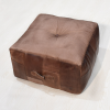 Solid Handmade Buffalo Leather Square Pouf (Recycled Foam with Fibre Fill)