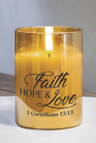 Led Candle Faith Hope & 1 Cor. 13:13