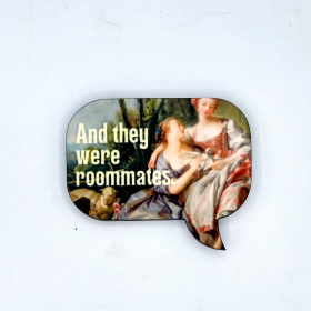 Lesbian "Roommates" Speech Bubble Refrigerator Magnet