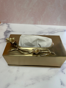 Gold Rectangular Tissue Box Cover