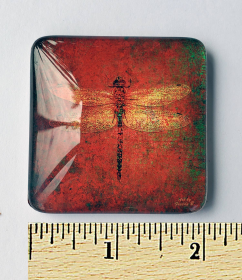 Golden Dragonfly Print Acrylic Glass Magnet