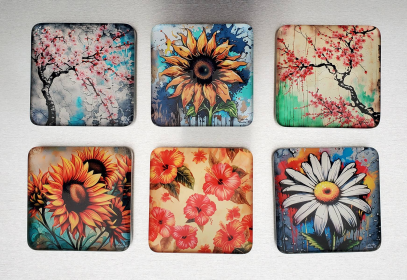 The Flower Collection Sampler Pack 12 Glass Magnets