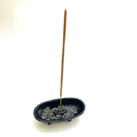 Black Cast Iron Smudge Pot Incense Stick And Cone Burner 4" L