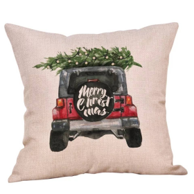 Christmas Jeep Throw Pillow Cover, 18X18 Inch