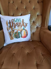 Give Thanks Throw Pillow 16x16 Throw Pillow