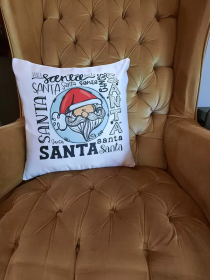 Santa Typography Throw Pillow 16x16 Throw Pillow