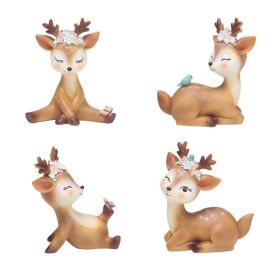 4PCS Sika Deer Desktop, Beautiful Sika Deer Model Craft Decor For Home