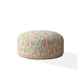 Indoor CACTI Mexico Peach Round Zipper Pouf - Cover Only - 24in dia x 20in tall