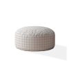 Indoor PLAIDO Light Grey Round Zipper Pouf - Stuffed - Extra Beads Included! - 24in dia x 20in tall