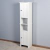 Bathroom Floor Storage Cabinet with 2 Doors Living Room Wooden Cabinet with 6 Shelves 15.75 x 11.81 x 66.93 inch