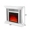 Mirrored Electric Fireplace 7 Colors Adjustable 3D Flame with Mantel, Remote Control, Silver