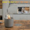 Tabletop Fireplace, Mini Concrete Ethanol Fire Bowl with Lid, Burns up with Liquid Alcohol and Solid Tablet Alcohol, Light Grey