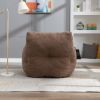 Soft Tufted Foam Bean Bag Chair With Teddy Fabric Coffee Brown