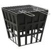 2-in-1 Fire Pit and BBQ 13.4"x13.4"x18.9" Steel