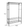 3-Tiers Large Size Heavy Duty Wire Shelving Garment Rolling Rack Clothing Rack