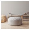 Indoor PLAIDO Light Grey Round Zipper Pouf - Stuffed - Extra Beads Included! - 24in dia x 20in tall