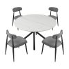 53.15" Modern Round Dining Table White Sintered Stone Tabletop with 4pcs Metal Cross Legs