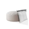 Indoor PLAIDO Light Grey Round Zipper Pouf - Stuffed - Extra Beads Included! - 24in dia x 20in tall