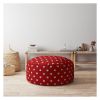 Indoor RETRO POLKA Bright Red/White Round Zipper Pouf - Cover Only - 24in dia x 20in tall