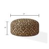 Indoor VICTORIA Caramel Round Zipper Pouf - Stuffed - Extra Beads Included! - 24in dia x 20in tall