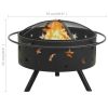 Fire Pit with Poker 29.9" XXL Steel