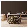 Indoor VICTORIA Caramel Round Zipper Pouf - Stuffed - Extra Beads Included! - 24in dia x 20in tall