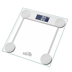 Bathroom Scale - LCD Backlighting and Tempered Glass (Color: Silver)