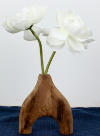 Hand Carved Wooden Vase (size: "Wishbone")