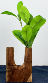 Hand Carved Wooden Vase (size: "Deuce")