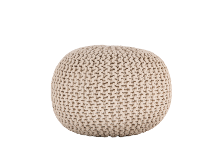 Anahid 18" Wide Round Pouf Ottoman (Color: Ecru, size: 18in)