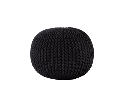 Anahid 18" Wide Round Pouf Ottoman (Color: Black, size: 18in)