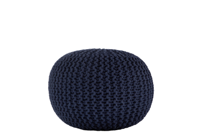 Anahid 18" Wide Round Pouf Ottoman (Color: Navy blue, size: 18in)