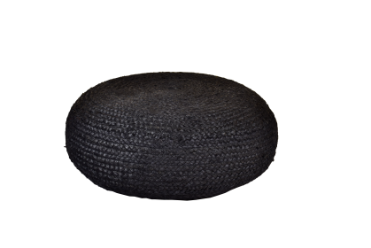 26" Wide Round Pouf Ottoman (Color: Black, size: 26in)