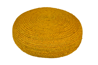 26" Wide Round Pouf Ottoman (Color: Mustard, size: 26in)