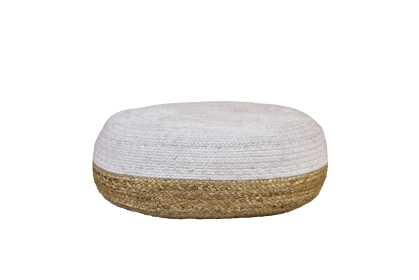 26" Wide Round Pouf Ottoman (Color: White/Natural, size: 26in)