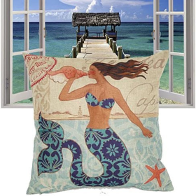 Moods of A Mermaid Cushion Covers (Color: Mermaid With A Shell)