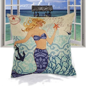 Moods of A Mermaid Cushion Covers (Color: Mermaid And The Treasure)