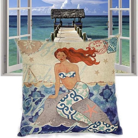 Moods of A Mermaid Cushion Covers (Color: Mermaid And The Beauty Of The Sea)