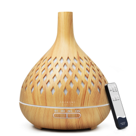 Openwork Vase Wood Essential Oil Diffuser (Color: Light)