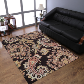 Rugsotic Carpets Hand Tufted Wool Area Rug Floral (Color: Brown, size: 8'x11')