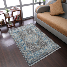 Rugsotic Carpets Machine Woven Crossweave Polyester Area Rug Oriental (Color: Black Gray, size: 1'8''x2'10'')