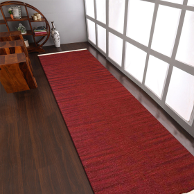 Rugsotic Carpets Hand Woven Flat Weave Kilim Wool Runner Area Rug Solid (Color: BURGUNDY, size: 2'6''x12')