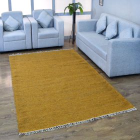 Rugsotic Carpets Hand Woven Flat Weave Skittles Kilim Cotton & Polyester Area Rug Solid (Color: Gold, size: 5'x8')