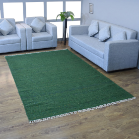 Rugsotic Carpets Hand Woven Flat Weave Skittles Kilim Cotton & Polyester Area Rug Solid (Color: Dark Green, size: 4'x6')