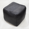 Solid Handmade Goat Leather Square Pouf (Recycled Cotton Fill)