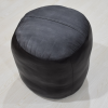 Solid Handmade Goat Leather Round Pouf (Recycled Cotton Fill)