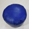 Solid Handmade Goat Leather Round Pouf (Recycled Cotton Fill)