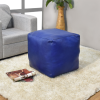 Solid Handmade Goat Leather Square Pouf (Recycled Cotton Fill)